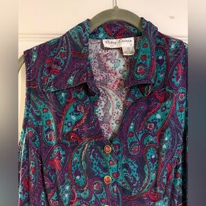 Vintage Purple and Blue Paisley Betsy Lauren Maxi Dress - Rayon size 14